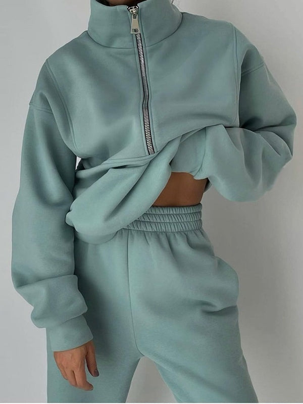 Set Sportiv Stradal Casual în Două Piese din Fleece