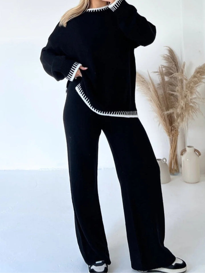 Set Lejer în Două Piese cu Pulover în Blocuri de Culoare