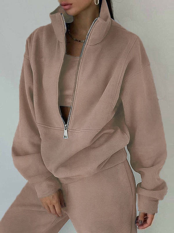 Set Sportiv Stradal Casual în Două Piese din Fleece