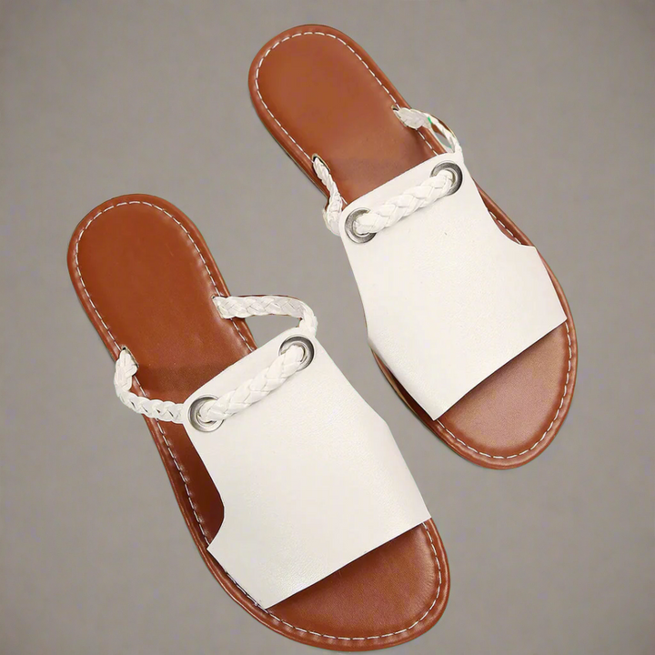 Katelina | Sandale plate din material premium, lucrate manual