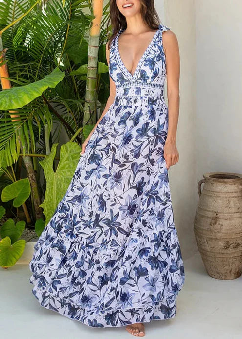 Costum de Baie Dintr-o Bucată cu Decolteu V, Șiret și Imprimeu cu Fustă