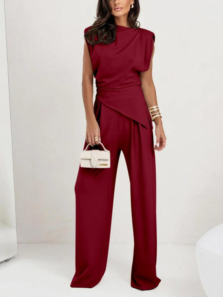 Set Casual în Două Piese fără Mâneci cu Tăieturi Neregulate