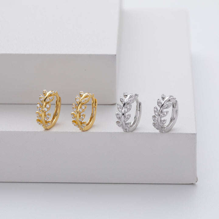 Silberne Blatt Creolen