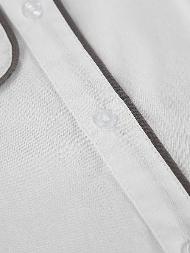 Set în Două Piese din Bumbac-In Alb-Negru cu Cămașă și Pantaloni Scurți