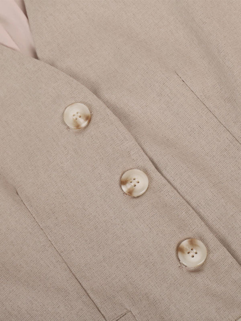 Costum Clasic din Bumbac-In cu Decolteu V, Pantaloni Largi Plisați