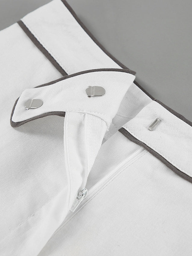 Set în Două Piese din Bumbac-In Alb-Negru cu Cămașă și Pantaloni Scurți