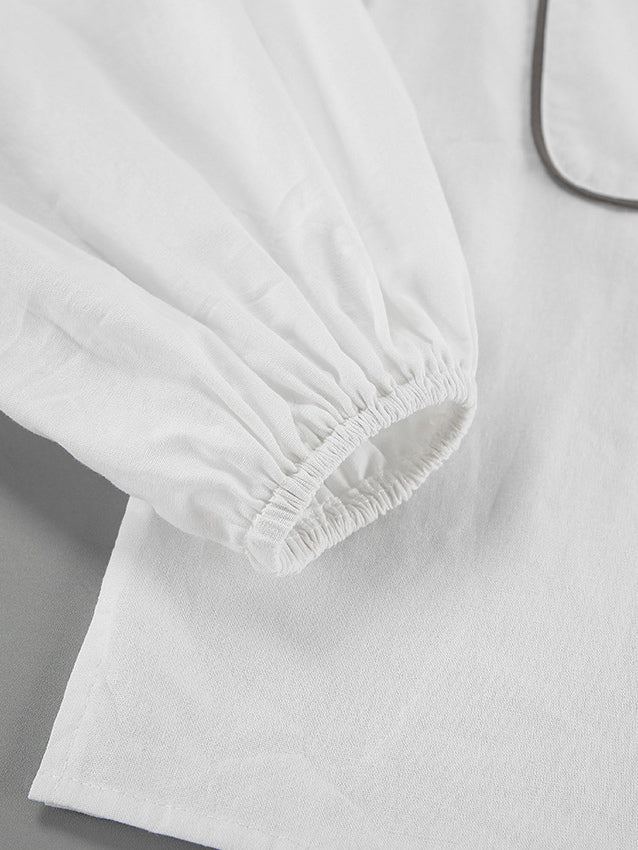 Set în Două Piese din Bumbac-In Alb-Negru cu Cămașă și Pantaloni Scurți