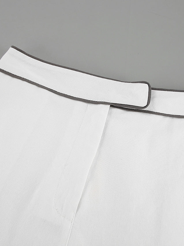 Set în Două Piese din Bumbac-In Alb-Negru cu Cămașă și Pantaloni Scurți