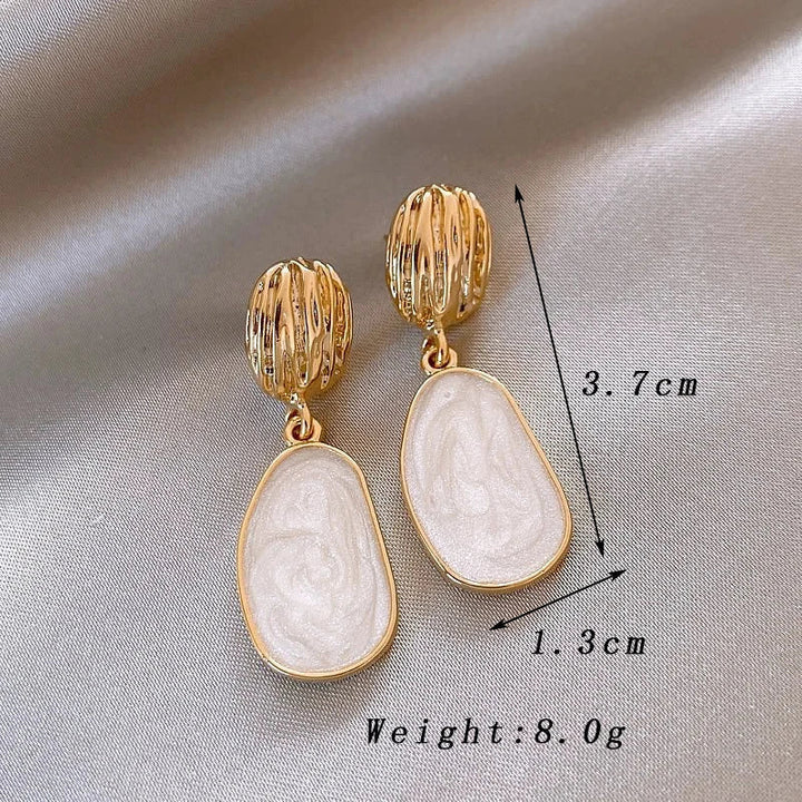 Vintage Emaille OvalTropfen Ohrringe