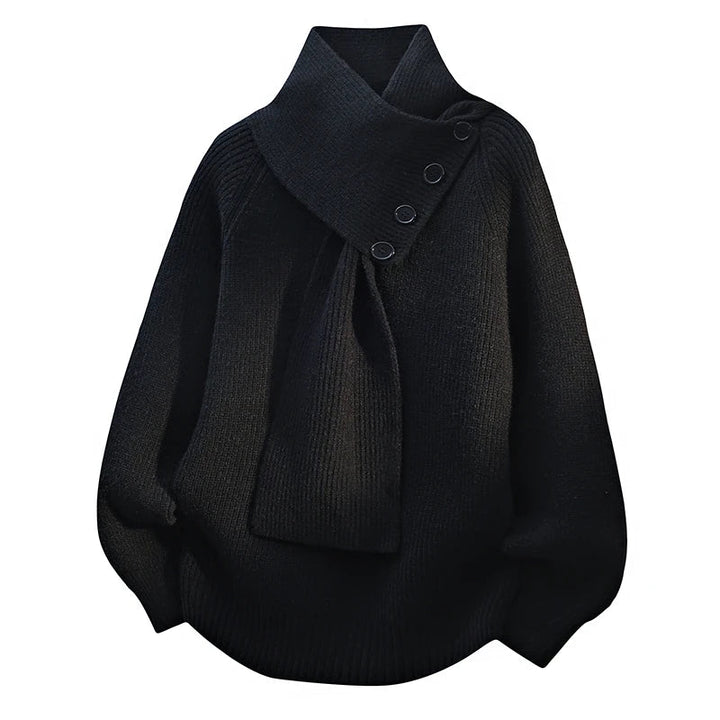 Ariane – Pulover elegant tricotat cu guler tip eșarfă