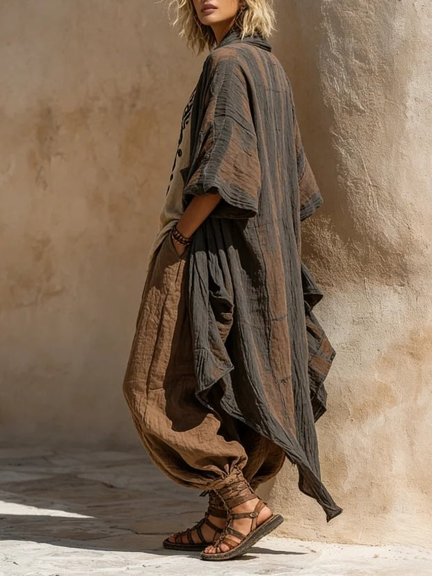 Set Boem Nomad în Trei Piese cu Imprimeu Artistic