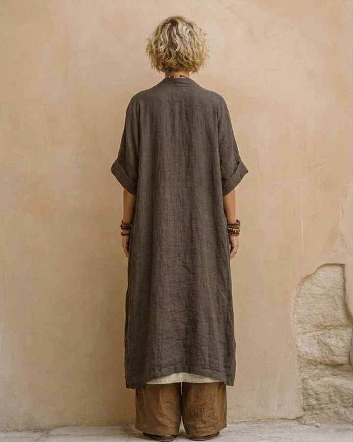 Set Boem Nomad în Trei Piese cu Model Tribal Gri-Maro