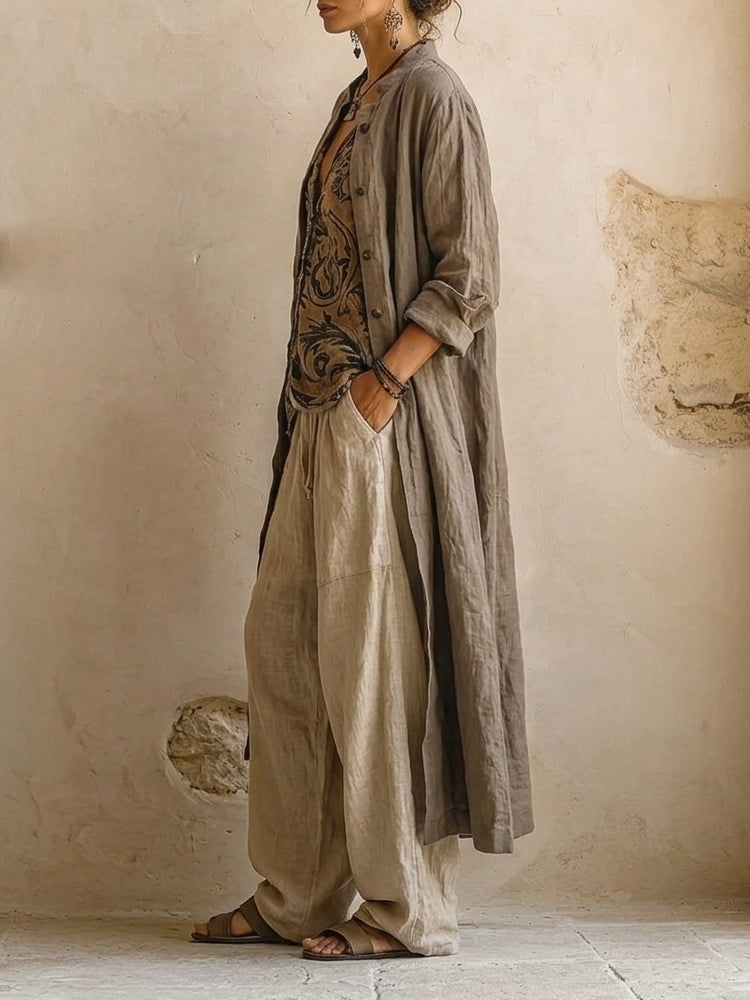 Set Retro în Trei Piese cu Imprimeu Artistic Nomad