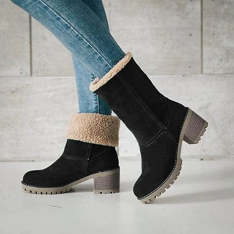 Ardia – Botine de Damă Elegante cu Fleece Călduros și Toc Bloc