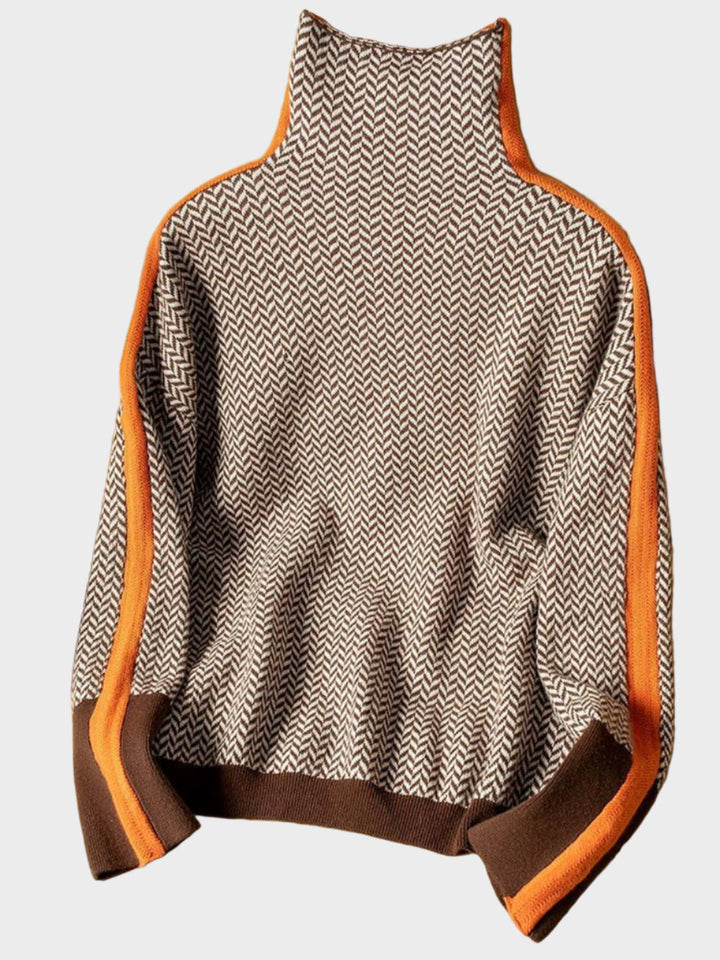 Clémence | Pulover cu guler înalt și dungi contrastante