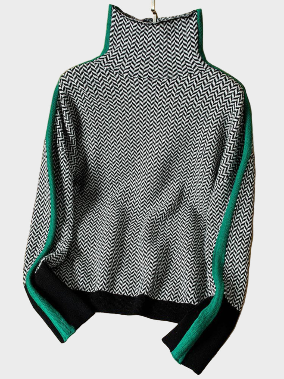 Clémence | Pulover cu guler înalt și dungi contrastante